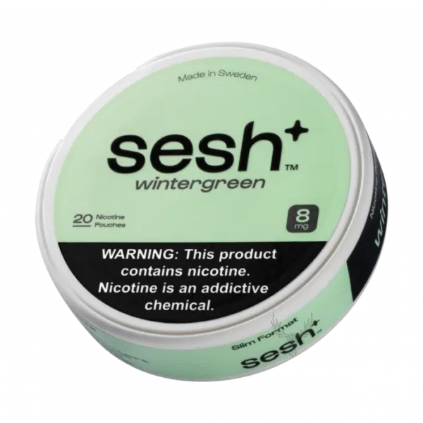 Sesh+ Wintergreen 8MG Nicotine Pouches – Slim, Tobacco-Free, Minty Fresh Flavor