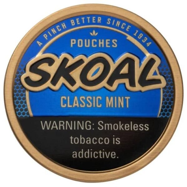 Skoal Pouches Mint can with 15 mint-flavored tobacco pouches